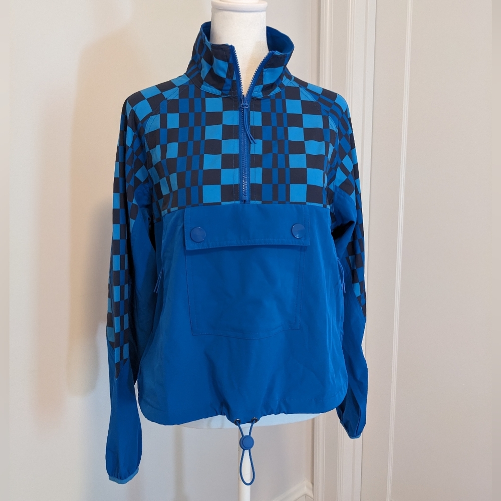 Beach Riot Women's Atticus Pullover Imperial Blue Check Size Extra Small